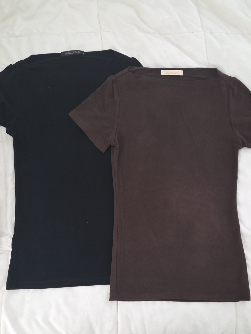 *NWOT* Olivaceous 2-pack Boatneck Style Short Sleeve Tees — Black & Brown